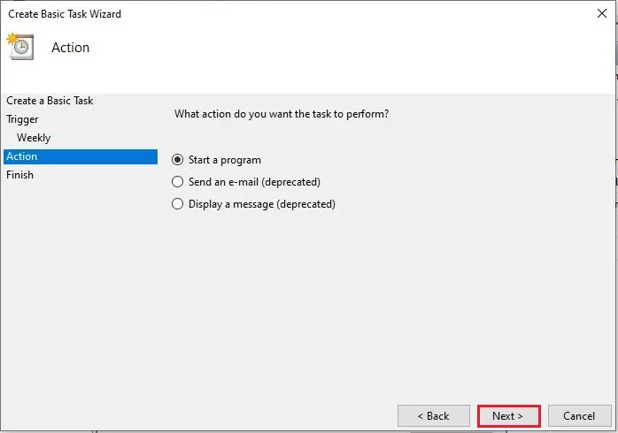 create basic task start a program