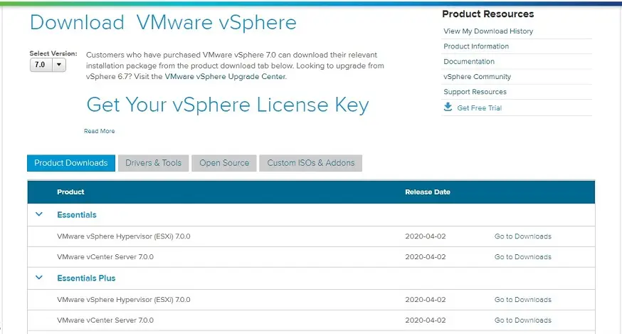 download vmware vsphere vcenter