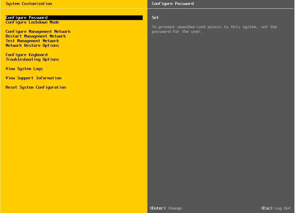 esxi 6.7 system customize