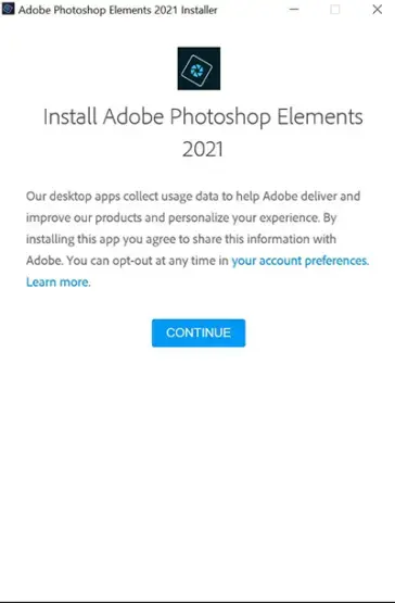 install adobe photoshop 2021 continue