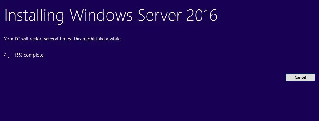 installing windows server 2016