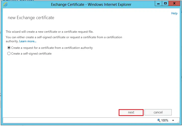 new exchange certificate 2013