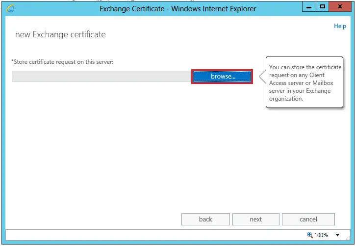 new exchange certificate store certificate