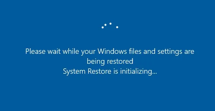 system restore is initializing