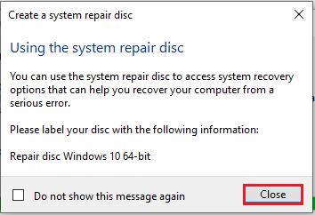 using the system repair disc