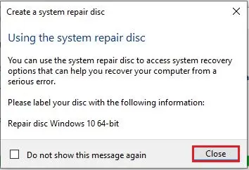 using the system repair disc