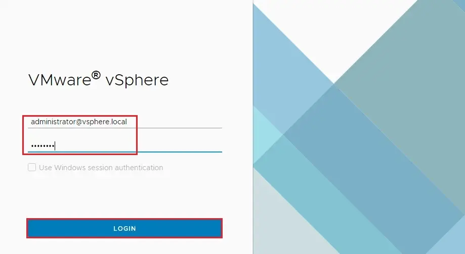 vmware vsphere client login