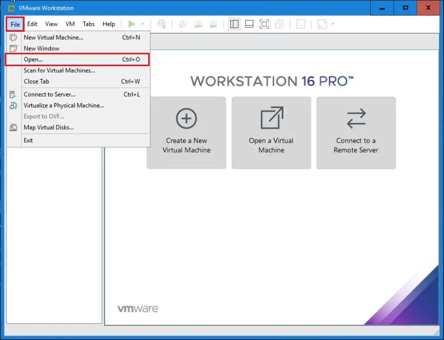 vmware workstation 16 pro open