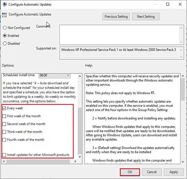 configure automatic updates