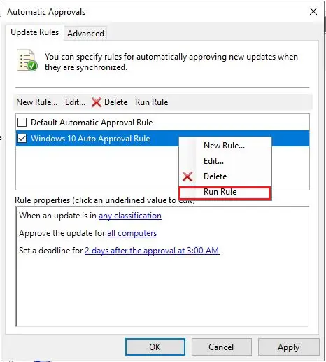 automatic approval update rules