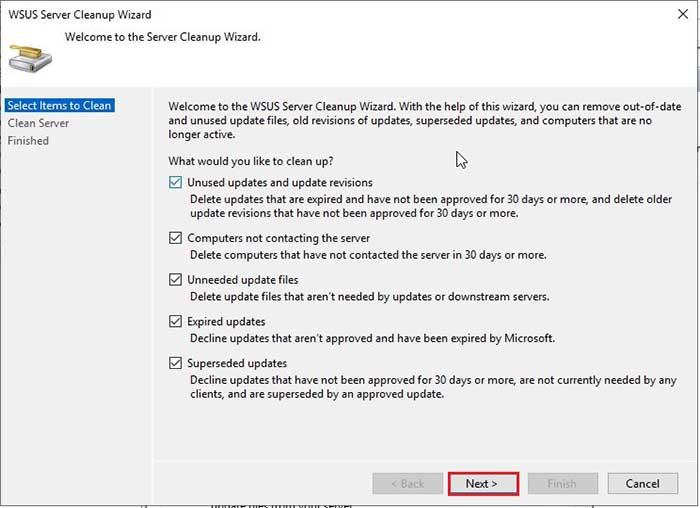 wsus server cleanup wizard