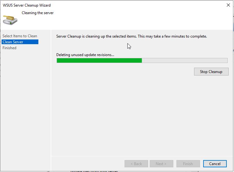 wsus server cleanup clean server