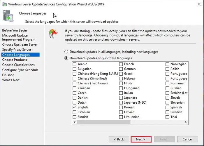 Windows Updates Languages