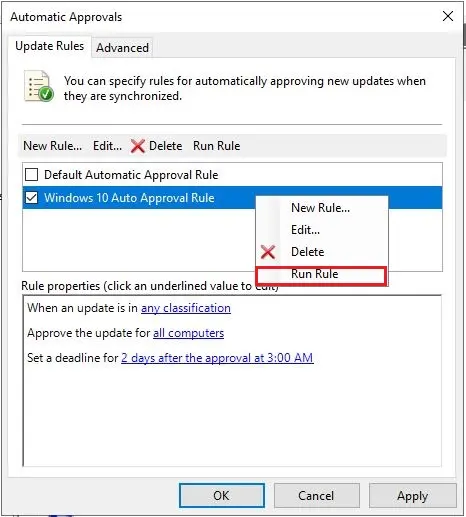 automatic approval update rules