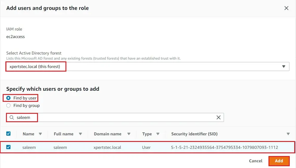 aws add users and group to the role