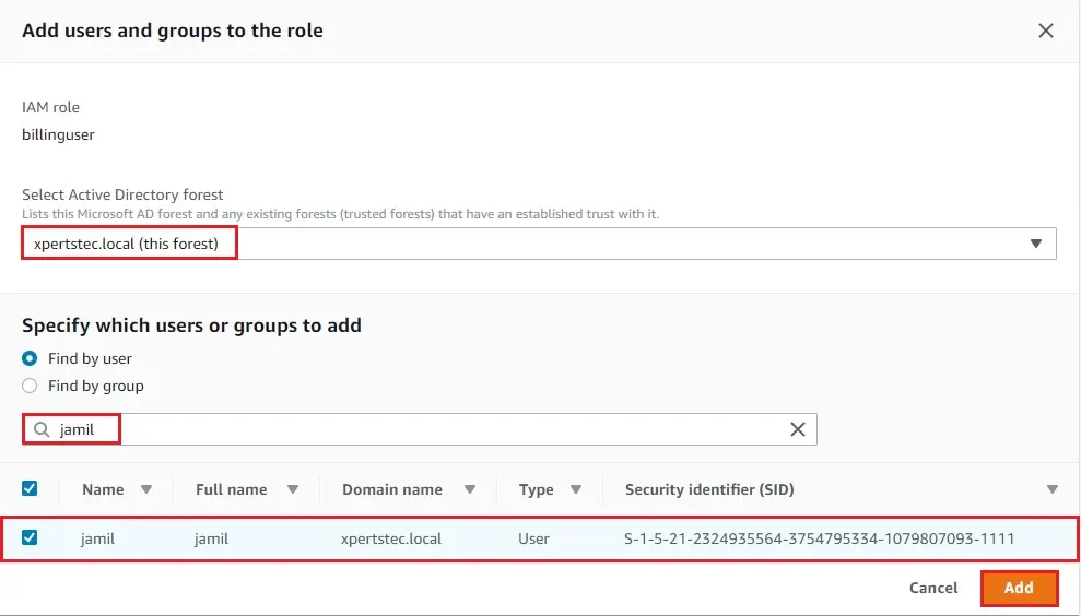 aws add users and group to the role