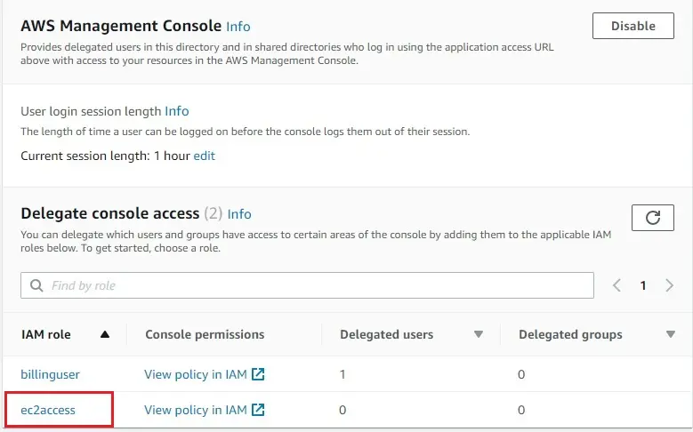 aws delegate console access