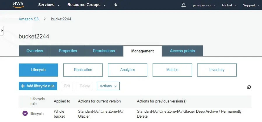 aws s3 add lifecycle rule