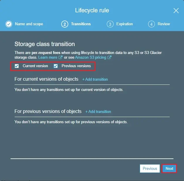 aws s3 lifecycle rule transition