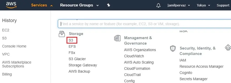 aws services list