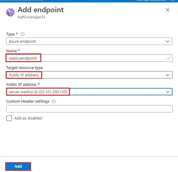 azure add endpoint wizard