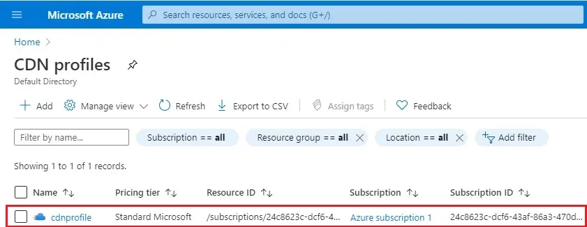 azure cdn profile