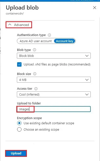 azure container upload blob