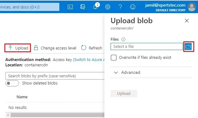 azure container upload blob