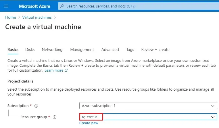 azure new vm wizard