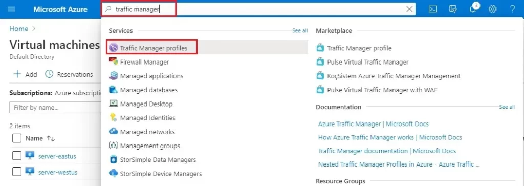 azure search bar