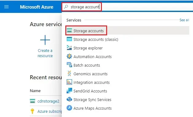 azure search bar