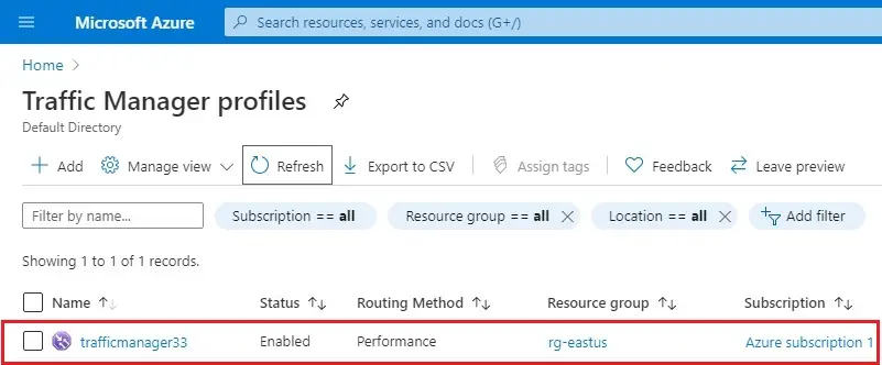 azure traffic manager profile