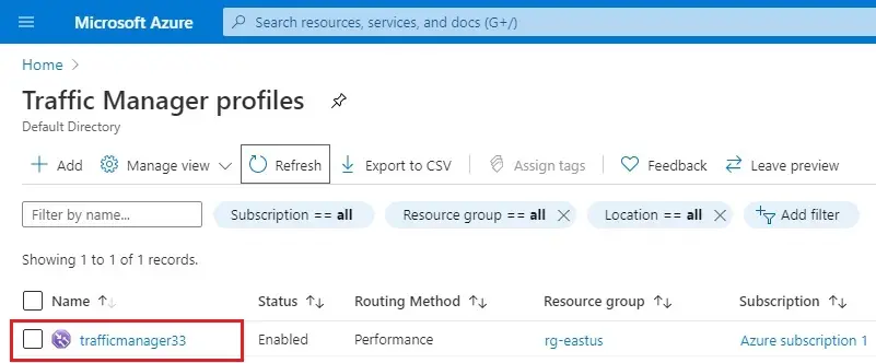 azure traffic manager profile