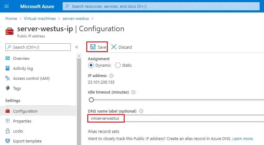 azure virtual machine configuration