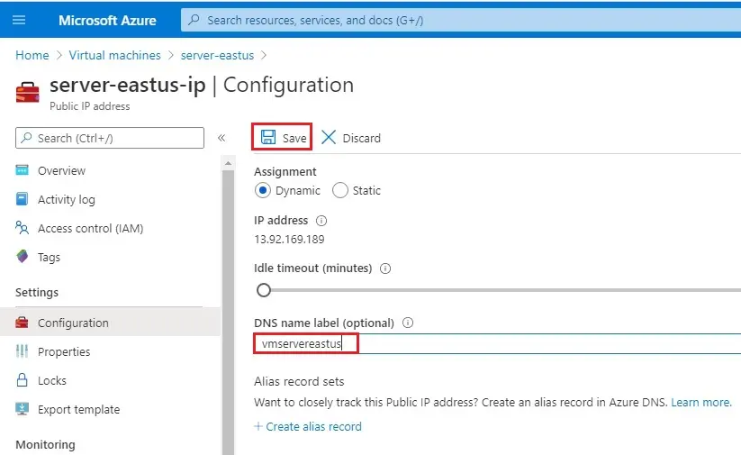 azure virtual machine configuration