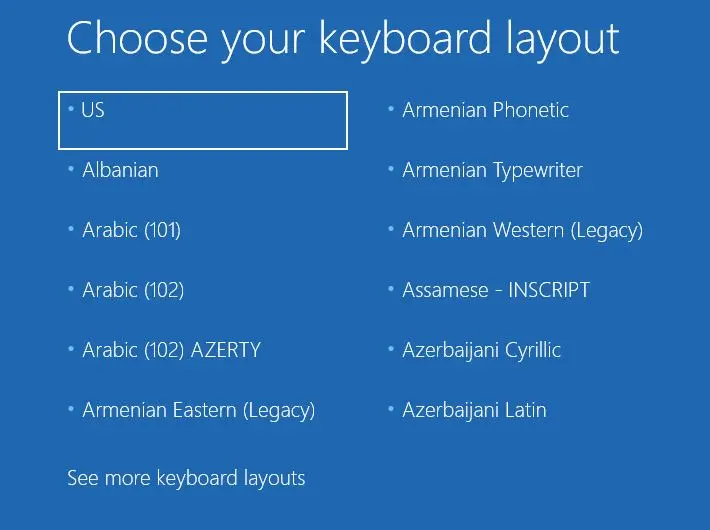 choose your keyboard layout