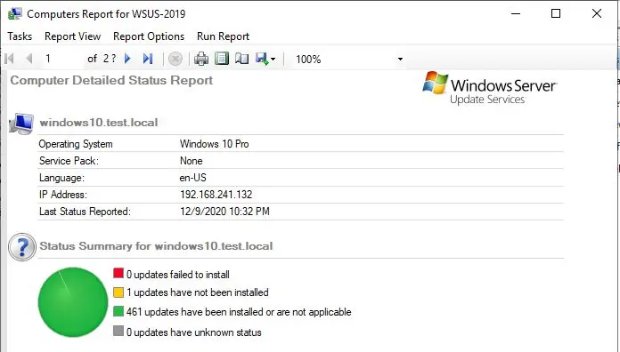 computer report for wsus