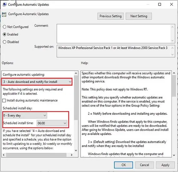 configure automatic updates