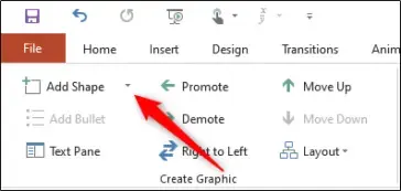 dropdown arrow next to add shape option