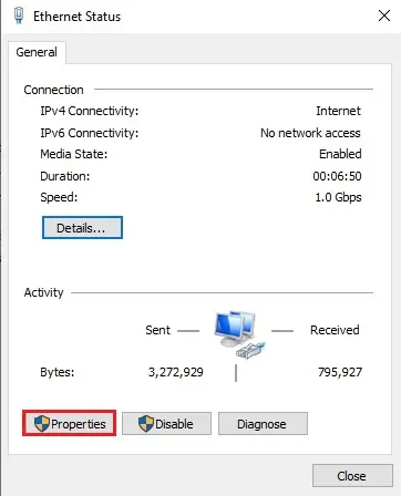 ethernet status