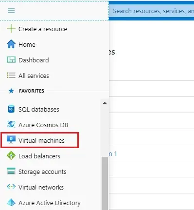 microsoft azure menu