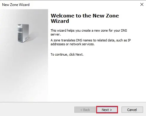 new zone wizard