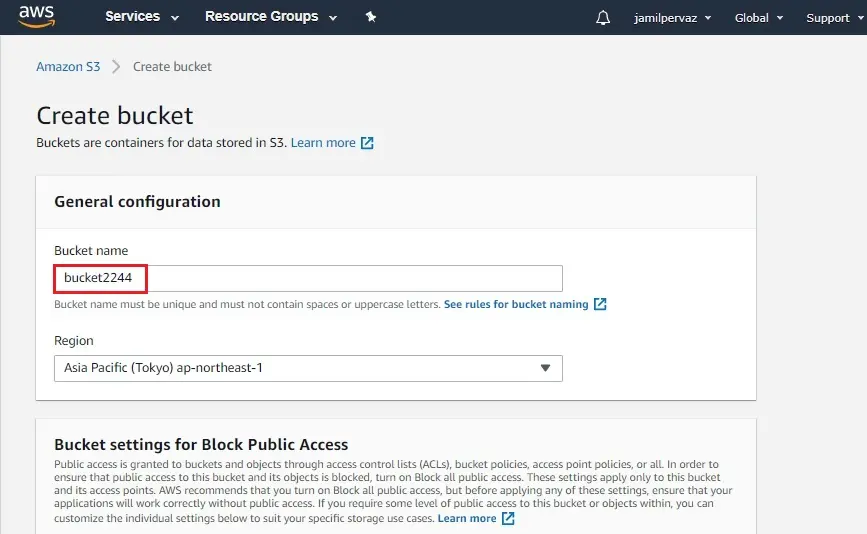 s3 create bucket general configuration