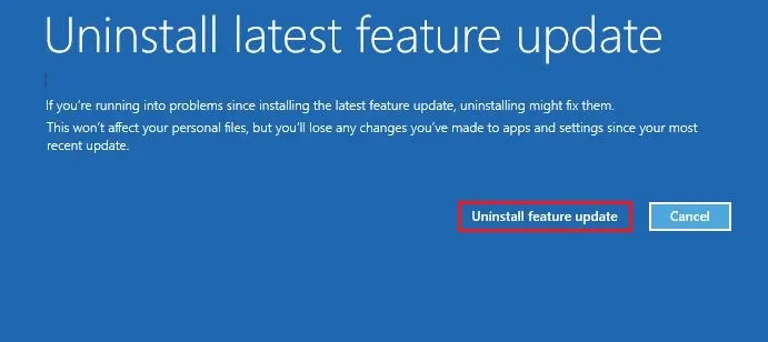 uninstall feature updates