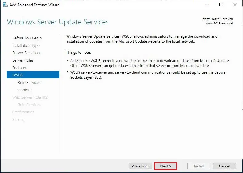 windows server update services role