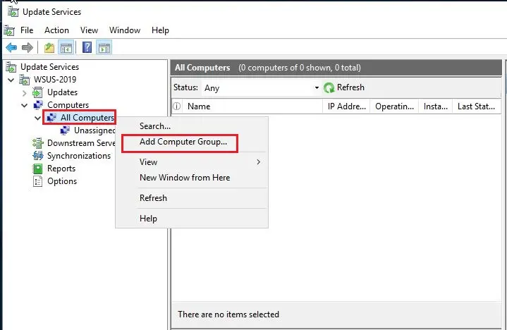 wsus add computer group