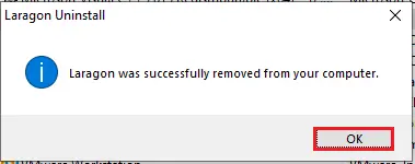 Successfully removed laragon