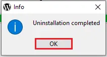 Uninstallation completed bitnami