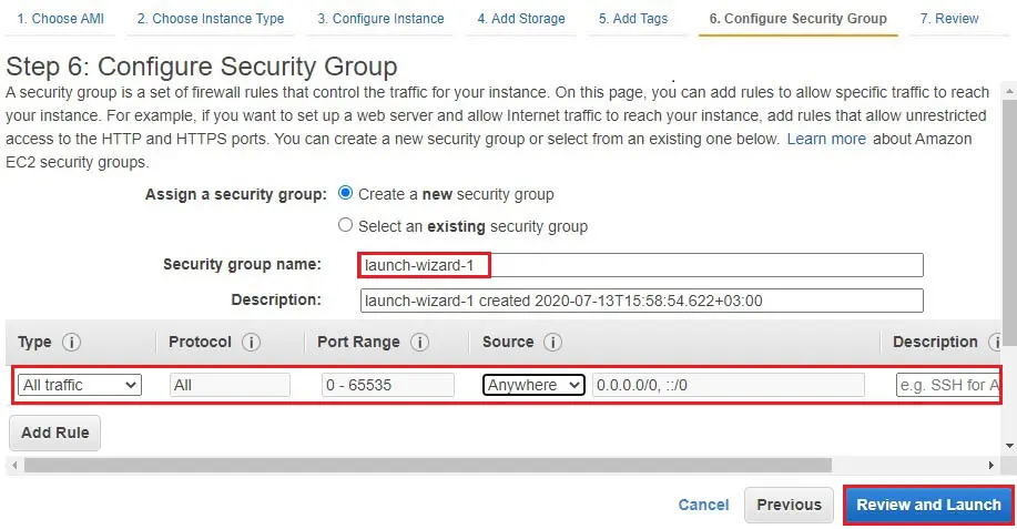 aws configure security group