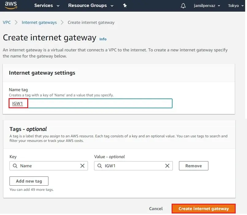 aws create internet gateway name